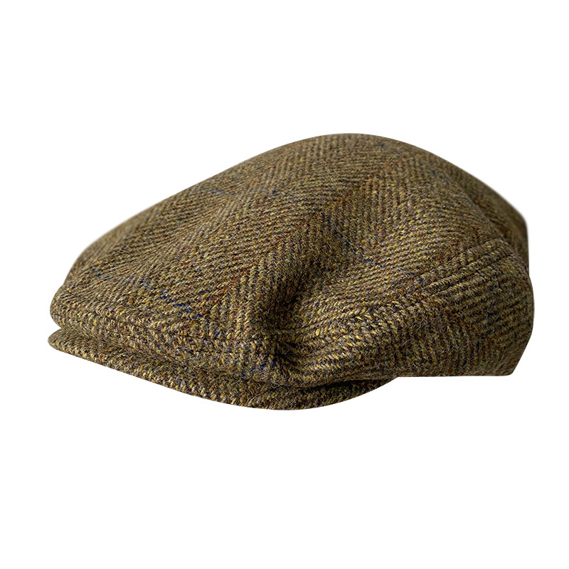Newsboy Cap Ivy - الرجال مخطط رمادي الصوف قبعة مسطحة