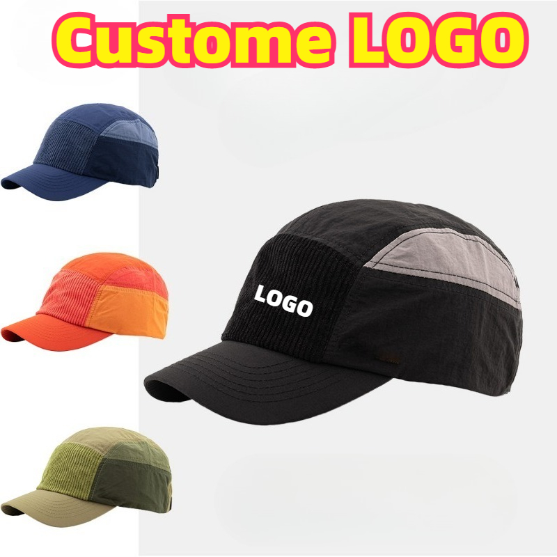 Corduroy Cap 5 Panel - قبعات بيسبول مطرزة بشعار مخصص بألوان