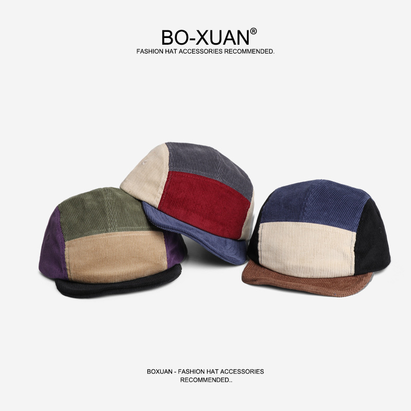 Corduroy Cap 5 Panel - قبعات بيسبول رجالية قصيرة الحواف من